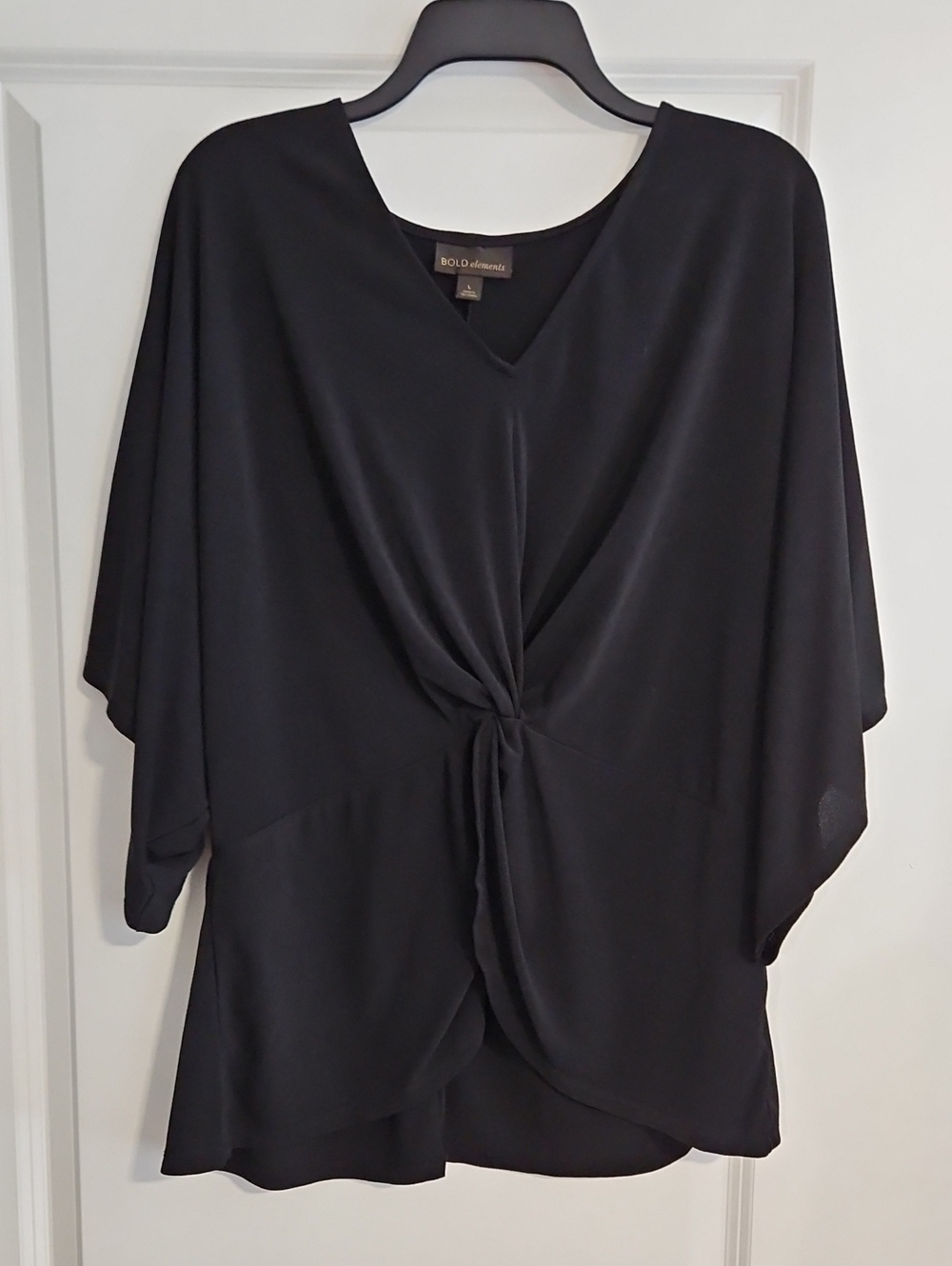 BOLD elements Black Twist-Knot V-Neck Tunic